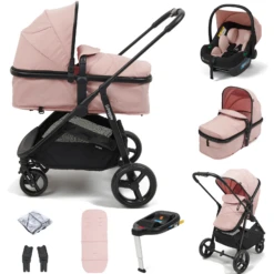 Puggle Monaco XT 2in1 I-Size Travel System With ISOFIX Base - Blush Pink