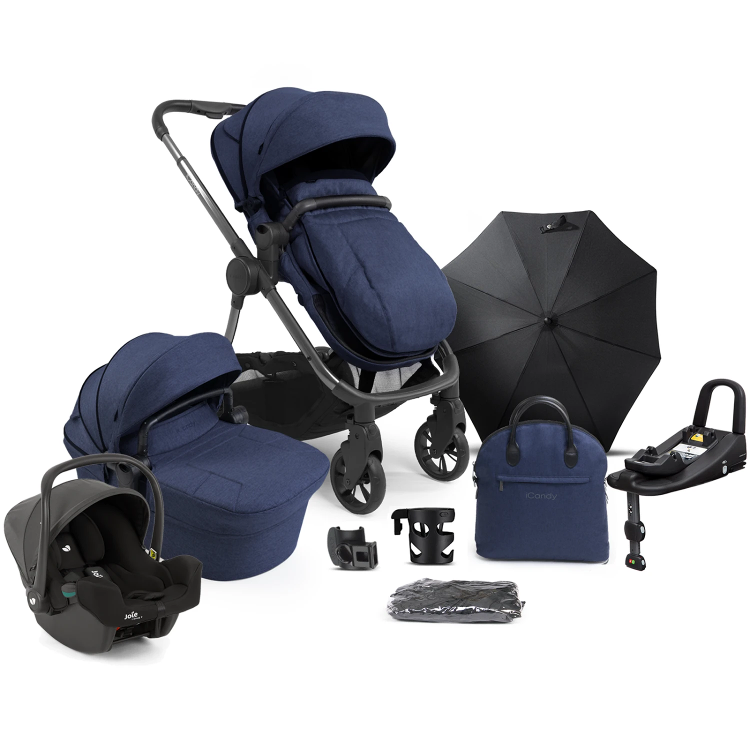 ICandy Lime Lifestyle (i-Snug2) Travel System Summer Bundle With ISOFIX Base - Navy 3 ICandy Lime Lifestyle (i-Snug2) Travel System Summer Bundle With ISOFIX Base - Navy