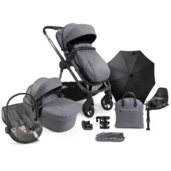 ICandy Lime Lifestyle (Cloud Z2) Travel System Summer Bundle With ISOFIX Base - Charcoal