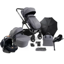 ICandy Lime Lifestyle (i-Level) Travel System Summer Bundle With Encore ISOFIX - Charcoal