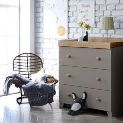 Little Acorns Classic Milano Dresser & Changing Table - Grey & Oak