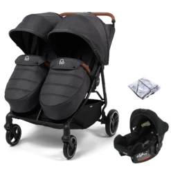 Puggle Urban City Easyfold Twin (Alston Car Seat) Travel System Bundle - Slate Grey