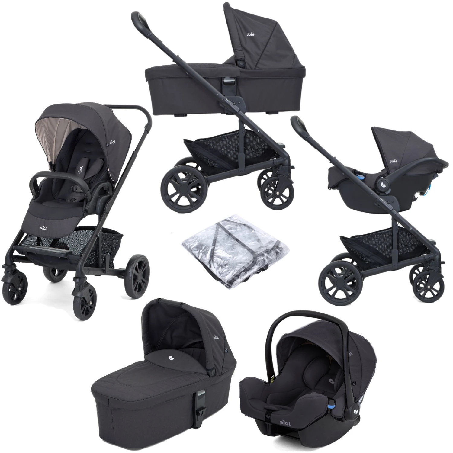 Joie Chrome Trio (I-Snug) Travel System With Carrycot - Ember 3 Joie Chrome Trio (I-Snug) Travel System With Carrycot - Ember