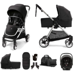 Mamas & Papas Flip XT2 7pc Essentials (i-Snug 2 Car Seat) Travel System With Carrycot - Black
