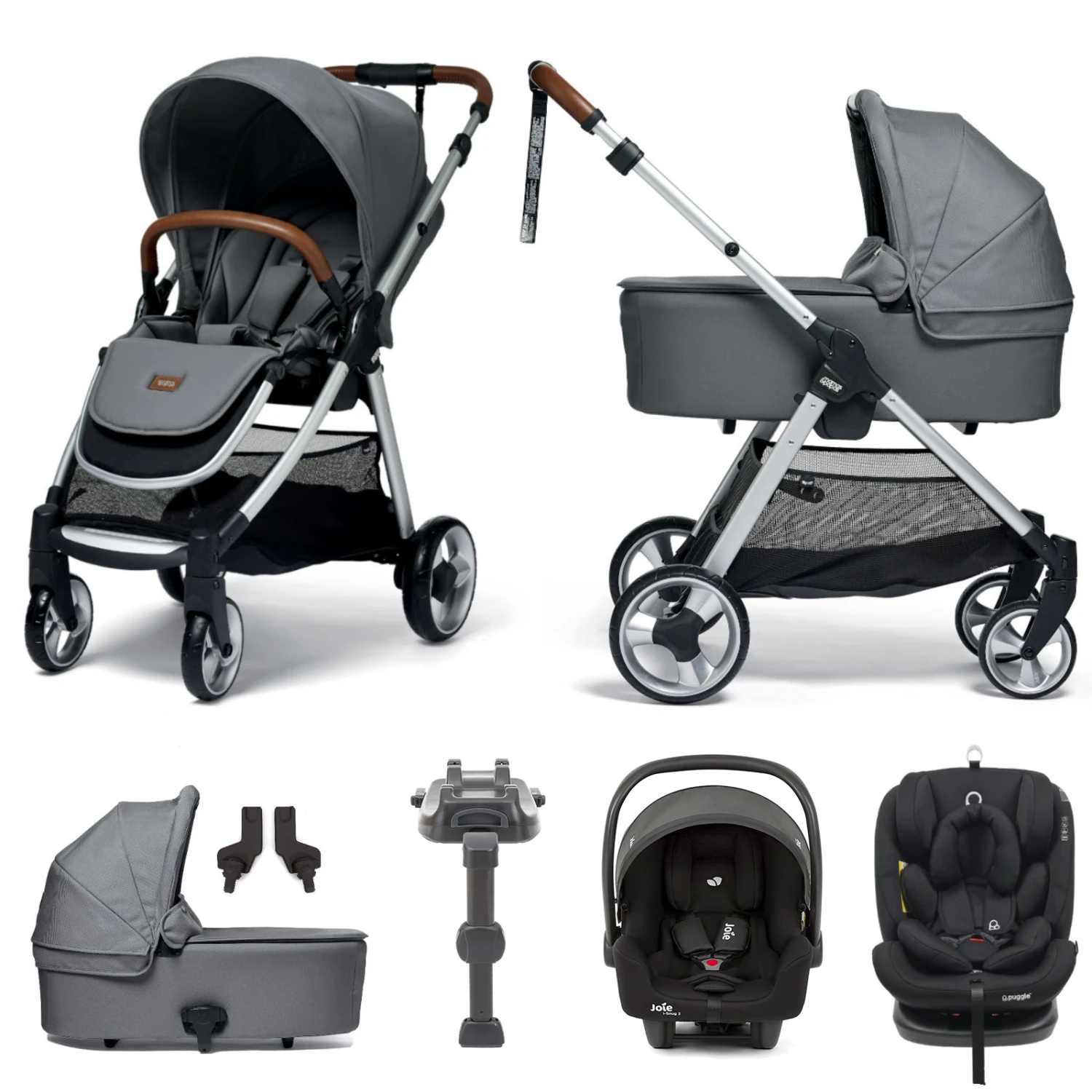 Mamas & Papas Flip XT2 7pc (i-Snug 2 & Lockton 0+123 Car Seat) Travel System With Carrycot & ISOFIX Base - Fossil Grey 3 Mamas & Papas Flip XT2 7pc (i-Snug 2 & Lockton 0+123 Car Seat) Travel System With Carrycot & ISOFIX Base - Fossil Grey