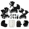 Puggle Memphis 3-in-1 Duo I-Size Double Travel System - Midnight Black