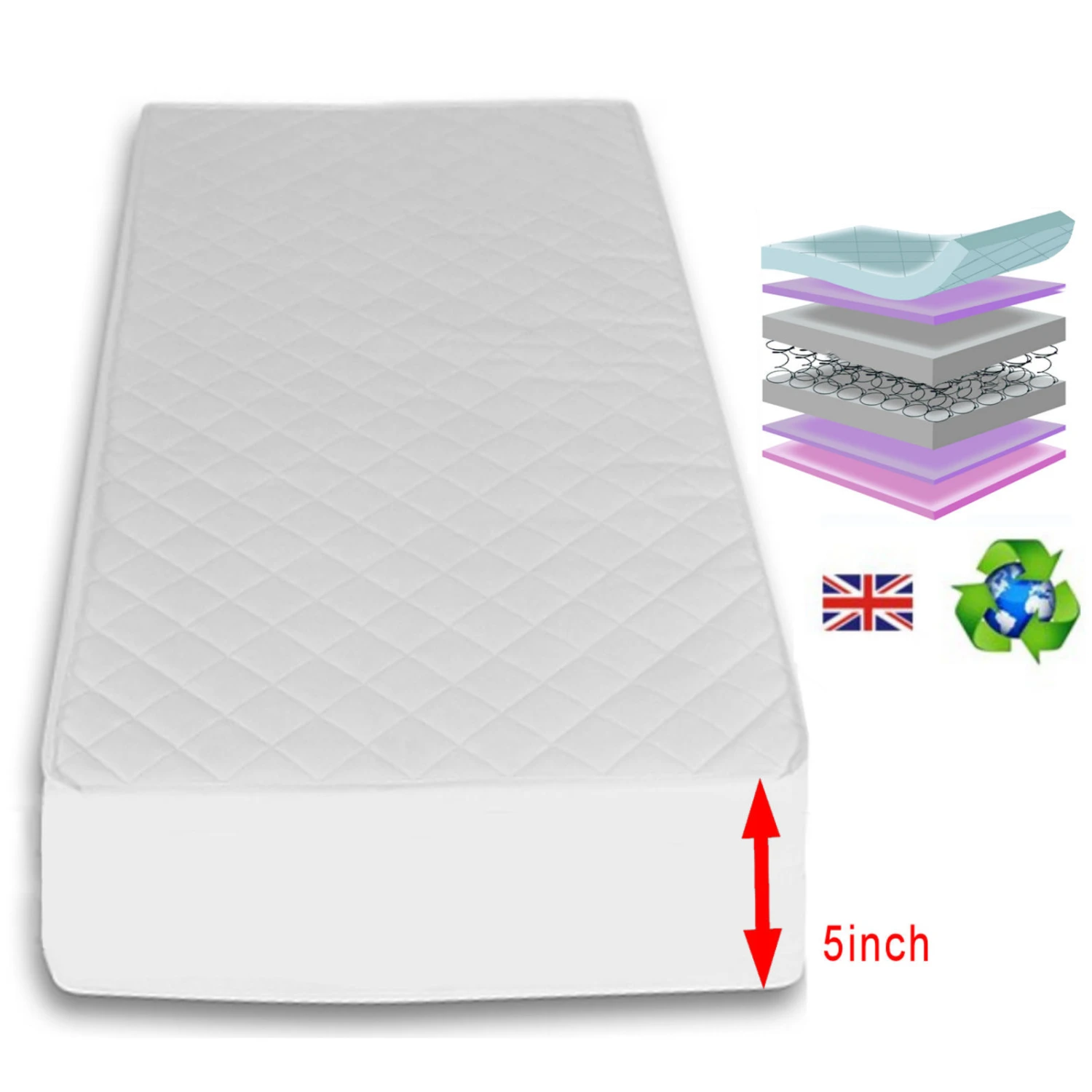 Puggle Chelford Sleigh Cot With Drawer & Maxi Air Cool Mattress - White 4 Puggle Chelford Sleigh Cot With Drawer & Maxi Air Cool Mattress - White - Image 2