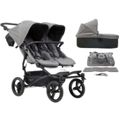 Mountain Buggy Duet Luxury Twin Pushchair With Carrycot Plus - Herringbone