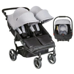 My Child Easy Twin Double Stroller Travel System (1 Car Seat) - Grey