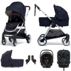 Mamas & Papas Flip XT2 6pc (i-Snug 2 + Lockton 0+123 Car Seat) Travel System With Carrycot - Navy