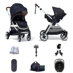 Mamas & Papas Flip XT2 8pc Essentials (i-Snug 2 Car Seat) Travel System With & ISOFIX Base - Navy