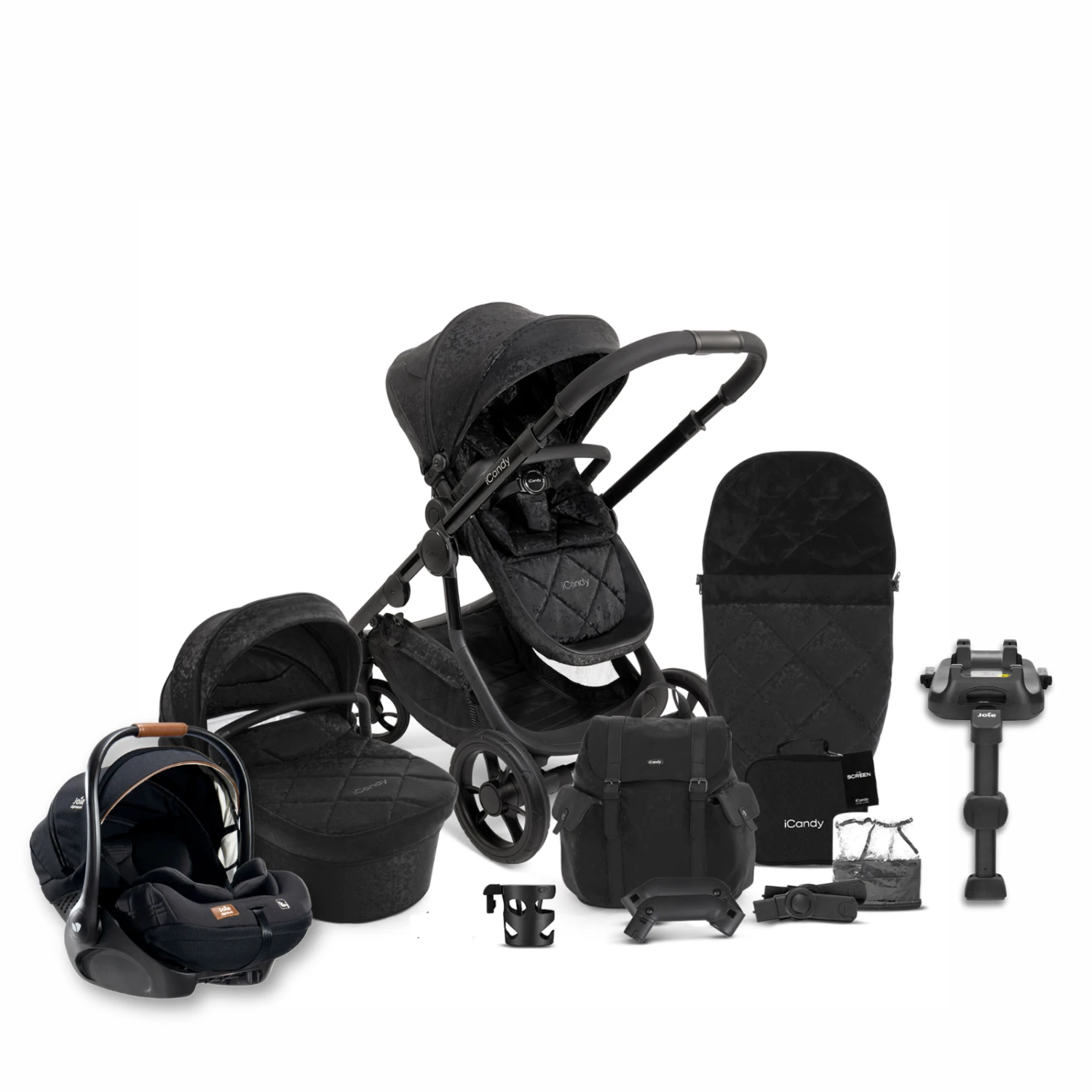 ICandy Orange 3 Complete 14 Piece Travel System Summer Bundle With I-Level Car Seat & ISOFIX Base - Black Crush 3 ICandy Orange 3 Complete 14 Piece Travel System Summer Bundle With I-Level Car Seat & ISOFIX Base - Black Crush