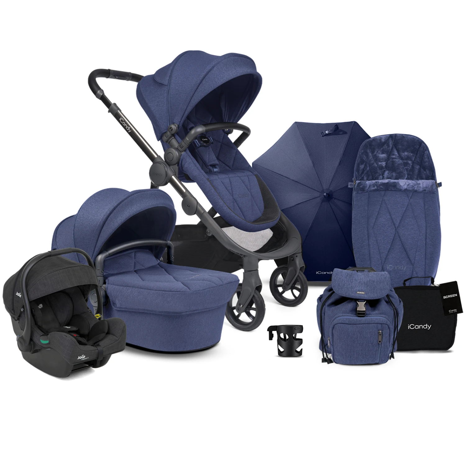 ICandy Orange 3 Complete 15 Piece Travel System Bundle With I-Gemm 3 Car Seat & Parasol - Royal Blue 3 ICandy Orange 3 Complete 15 Piece Travel System Bundle With I-Gemm 3 Car Seat & Parasol - Royal Blue