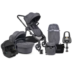 ICandy Orange 3 Complete 14 Piece Travel System Bundle With I-Gemm 3 Car Seat & ISOFIX Base - Dark Slate Marl Phantom