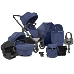 ICandy Orange 3 Complete 16 Piece Travel System Bundle With I-Gemm 3 Car Seat & ISOFIX Base - Royal Blue
