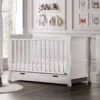 Puggle Prestbury Classic Deluxe Sleigh Cot Bed & Drawer With Mini Uno Essential Spring Cot Bed Mattress - White 140 X 70cm - White -Best Baby Sale Store PugglePrestburyClassicCotBedwithDrawerLifestyle