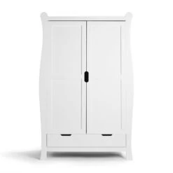 Puggle Prestbury Imperial Luxe Sleigh 6pc Nursery Furniture Set With Drawer & Essential Spring Mattress - White -Best Baby Sale Store PugglePrestburyDoubleWardrobeClosed White