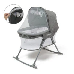 Puggle Sleepy Rocking Bedside Crib - Graphite Grey -Best Baby Sale Store PuggleSleepyCribwithRockingFeature3Exported