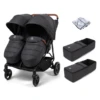 Puggle Urban City Easyfold Twin Double Pushchair + 2 Soft Carrycot - Slate Grey -Best Baby Sale Store PuggleUrbanTwinMainGrey2Carrycot