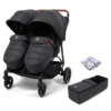 Puggle Urban City Easyfold Twin Double Pushchair + 1 Soft Carrycot - Slate Grey -Best Baby Sale Store PuggleUrbanTwinMainGreyCarrycot
