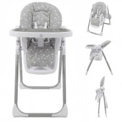 Puggle Yum Yum 6in1 Hi Lo Highchair - Grey Scattered Stars