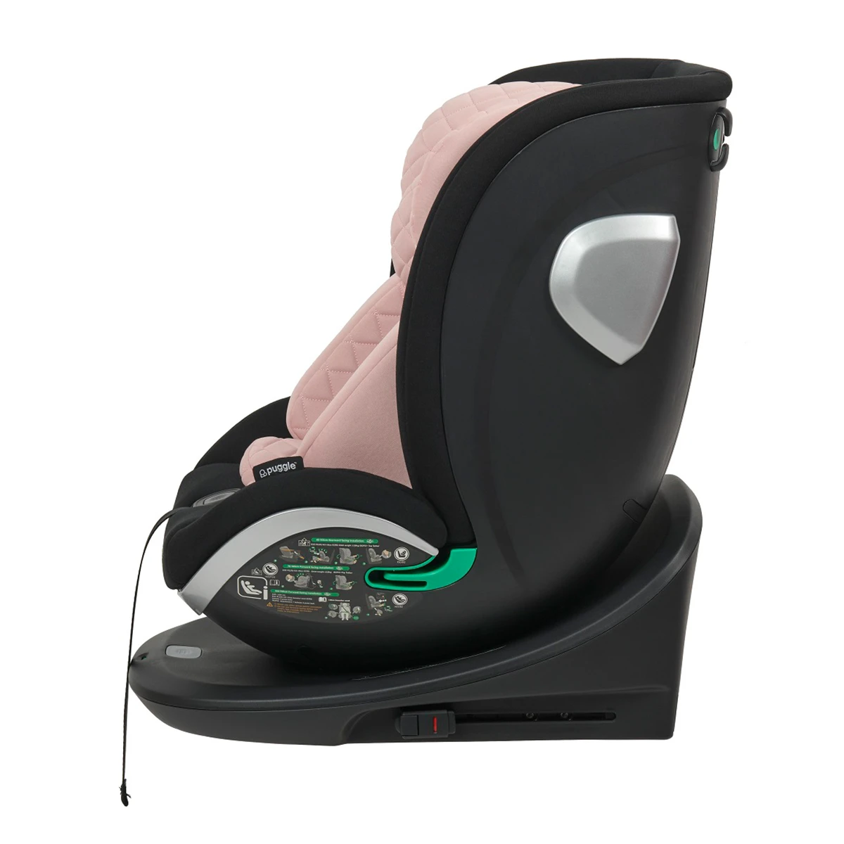 Puggle I-Size 40-150cm Safe Max Luxe Group 0+123 360° Rotate Car Seat - Blush Pink 8 Puggle I-Size 40-150cm Safe Max Luxe Group 0+123 360° Rotate Car Seat - Blush Pink - Image 6