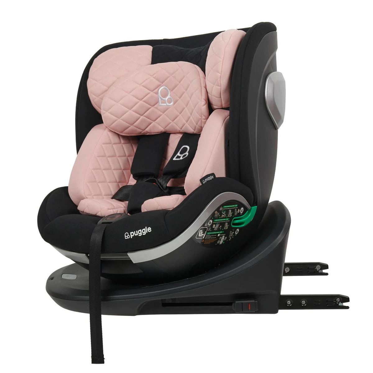 Puggle I-Size 40-150cm Safe Max Luxe Group 0+123 360° Rotate Car Seat - Blush Pink 11 Puggle I-Size 40-150cm Safe Max Luxe Group 0+123 360° Rotate Car Seat - Blush Pink - Image 9