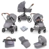Mee-go Pure Pushchair With Carrycot & Accessories - Pearl Grey