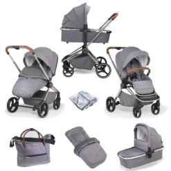 Mee-go Pure Pushchair With Carrycot & Accessories - Pearl Grey