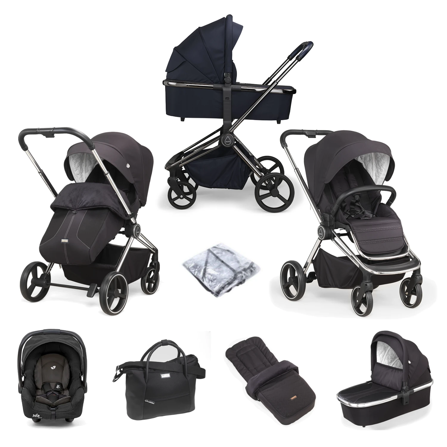 Mee-go Pure (Gemm) Travel System With Accessories - Black 3 Mee-go Pure (Gemm) Travel System With Accessories - Black