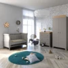 Puggle Alderley Sleigh Cot Bed 4 Piece Nursery Furniture Set - Grey & Oak -Best Baby Sale Store SleightCotwithGreyOakFurniture