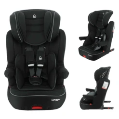 Puggle Kingston Safety Plus Luxe ISOFIX Group 1,2,3 Car Seat - Storm Black
