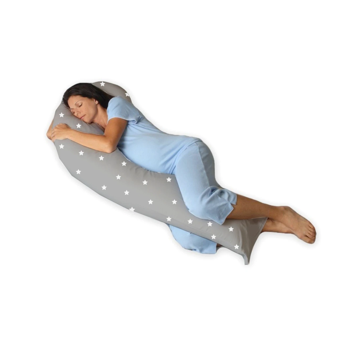 4baby 6ft Deluxe Body & Baby Support Pillow - Grey / White Stars 2 4baby 6ft Deluxe Body & Baby Support Pillow - Grey / White Stars