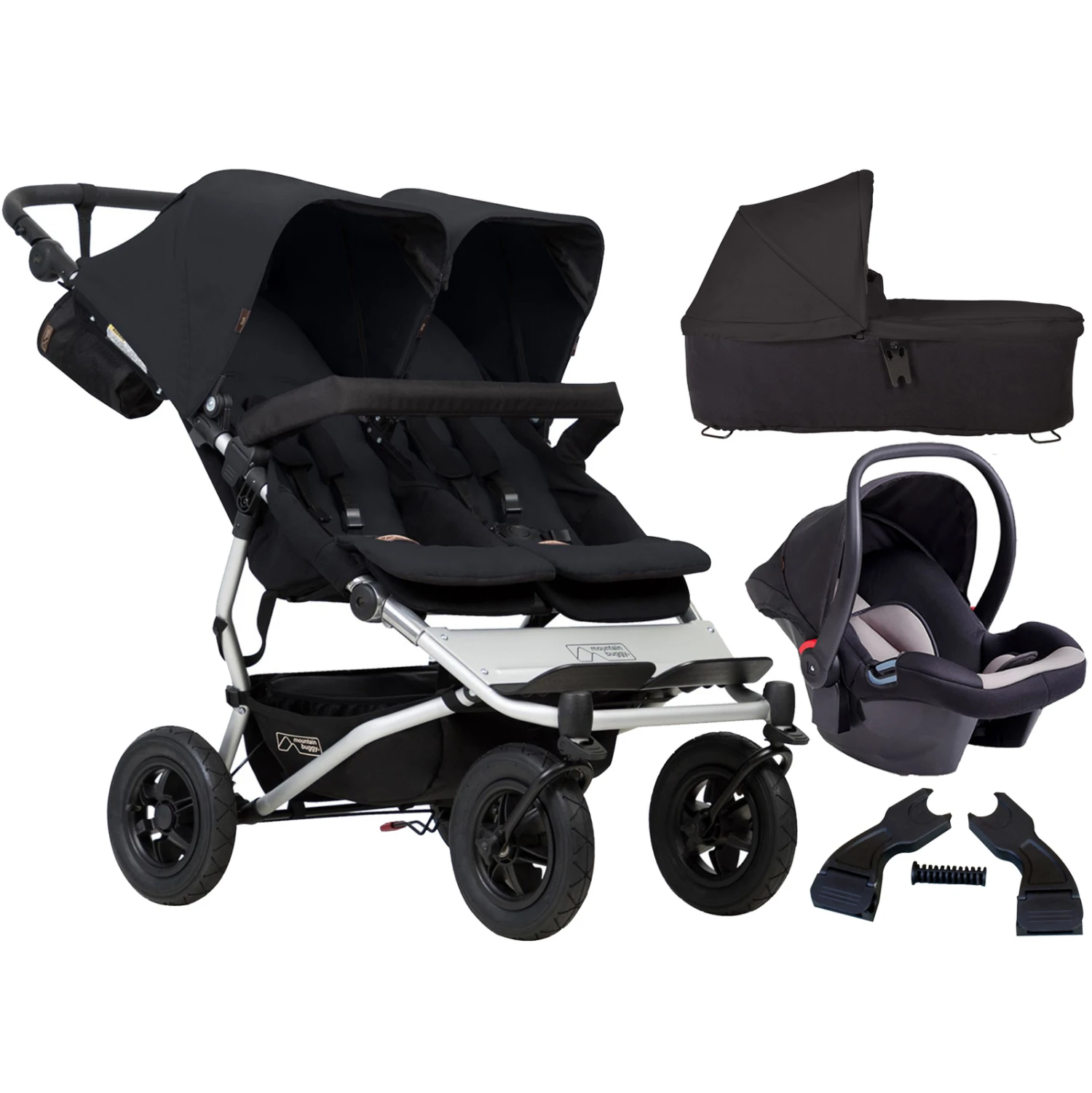 Mountain Buggy Duet V3 Travel System & Carrycot - Black 3 Mountain Buggy Duet V3 Travel System & Carrycot - Black