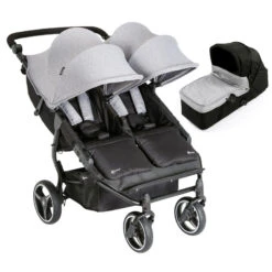 My Child Easy Twin Double Stroller & Carrycot - Grey