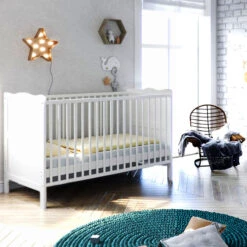 Puggle Henbury Cot Bed 4 Piece Nursery Furniture Set With Mini Uno Eco Fibre Cot Bed Mattress - White & Oak -Best Baby Sale Store VP48395secondimage