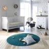 Puggle Alderley Sleigh Cot Bed 4 Piece Nursery Furniture Set With Mini Uno Eco Fibre Cot Bed Mattress - White & Grey