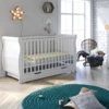 Puggle Woodford Sleigh Cot With Mini Uno Eco Fibre Cot Mattress & Drawer - Pure White -Best Baby Sale Store WoodfordWhite