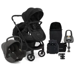 ICandy Orange 3 Double With I-Snug 2 Car Seat & ISOFIX Base Complete 21 Piece Travel System Summer Bundle - Black Crush