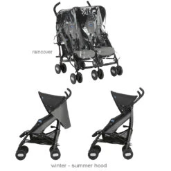 Chicco Echo Twin Stroller - Coal -Best Baby Sale Store chiccoechotwinpushchair coal hoods