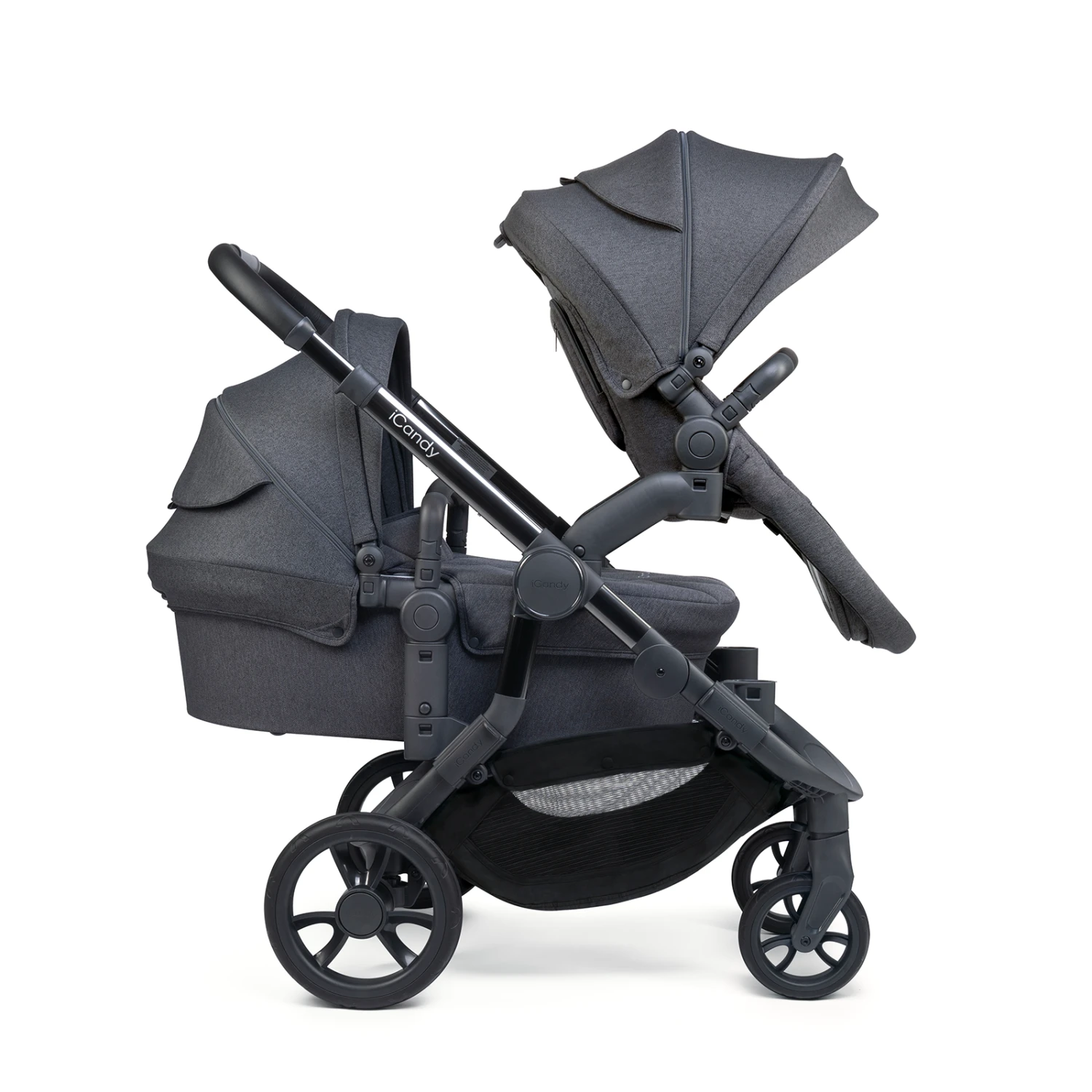 ICandy Orange 3 Double Pushchair & Carrycot Complete 19 Piece Bundle - Dark Slate Marl Phantom 7 ICandy Orange 3 Double Pushchair & Carrycot Complete 19 Piece Bundle - Dark Slate Marl Phantom - Image 5