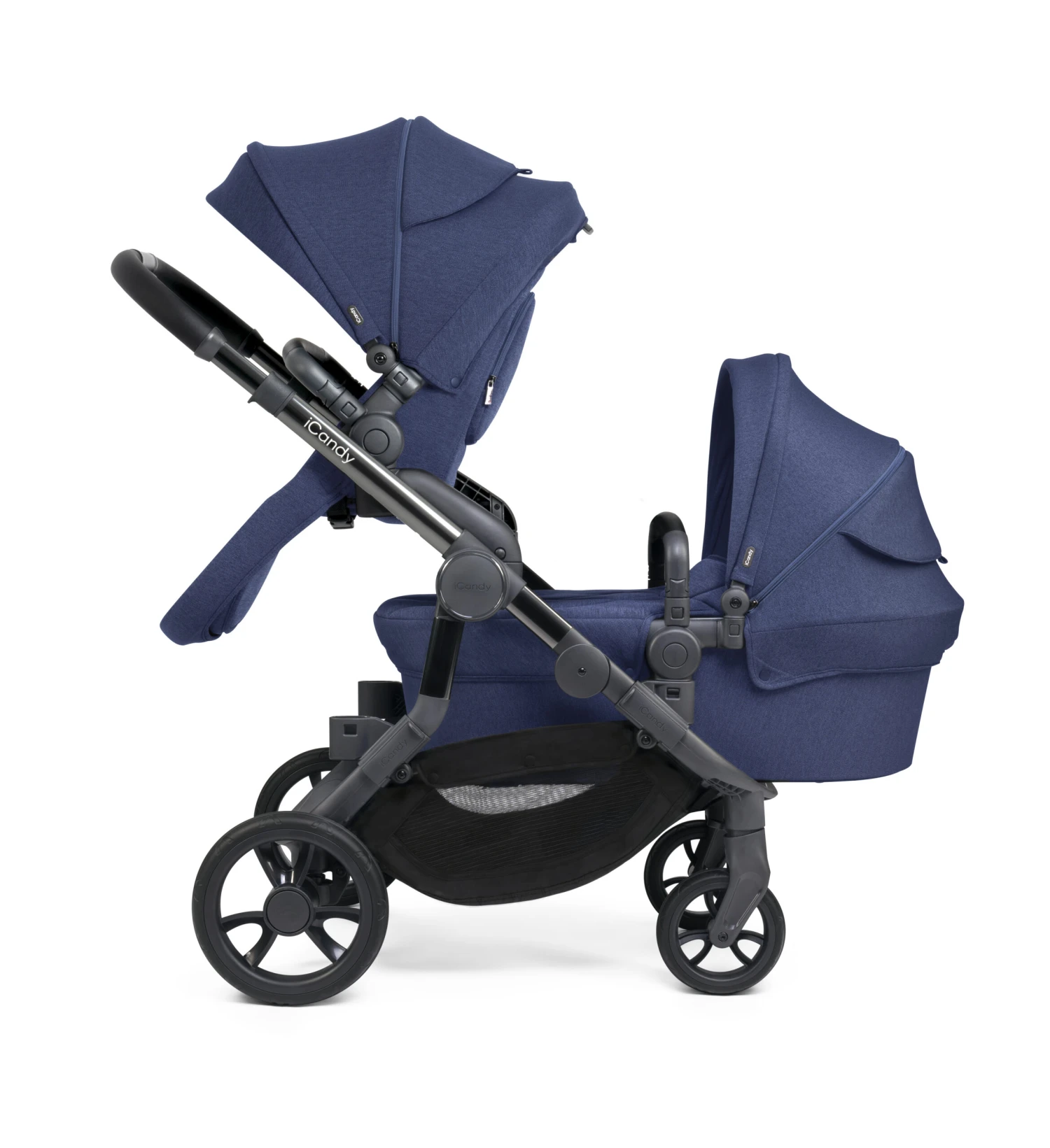 ICandy Orange 3 Twin With I-Snug 2 Car Seat (x2) & Parasol Complete 24 Piece Travel System Bundle - Royal Blue Marl Phantom 7 ICandy Orange 3 Twin With I-Snug 2 Car Seat (x2) & Parasol Complete 24 Piece Travel System Bundle - Royal Blue Marl Phantom - Image 5