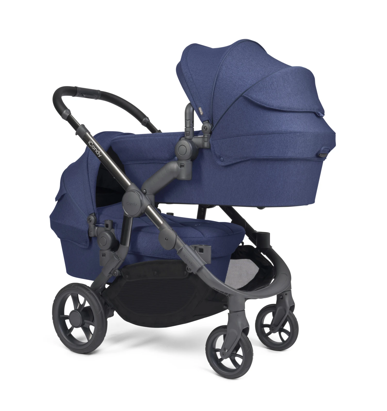 ICandy Orange 3 Twin With I-Snug 2 Car Seat (x2) & Parasol Complete 24 Piece Travel System Bundle - Royal Blue Marl Phantom 6 ICandy Orange 3 Twin With I-Snug 2 Car Seat (x2) & Parasol Complete 24 Piece Travel System Bundle - Royal Blue Marl Phantom - Image 4