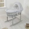 4Baby Padded Grey Wicker Moses Basket & Rocking Stand - Grey Dimple -Best Baby Sale Store vpgreydimpleongreywickerbasketgreystand