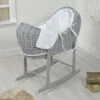 4baby Grey Wicker Sleep Pod Moses Basket & Rocking Stand - White Dimple 2 4baby Grey Wicker Sleep Pod Moses Basket & Rocking Stand - White Dimple -Best Baby Sale Store whitedimpleongreypodgreystand